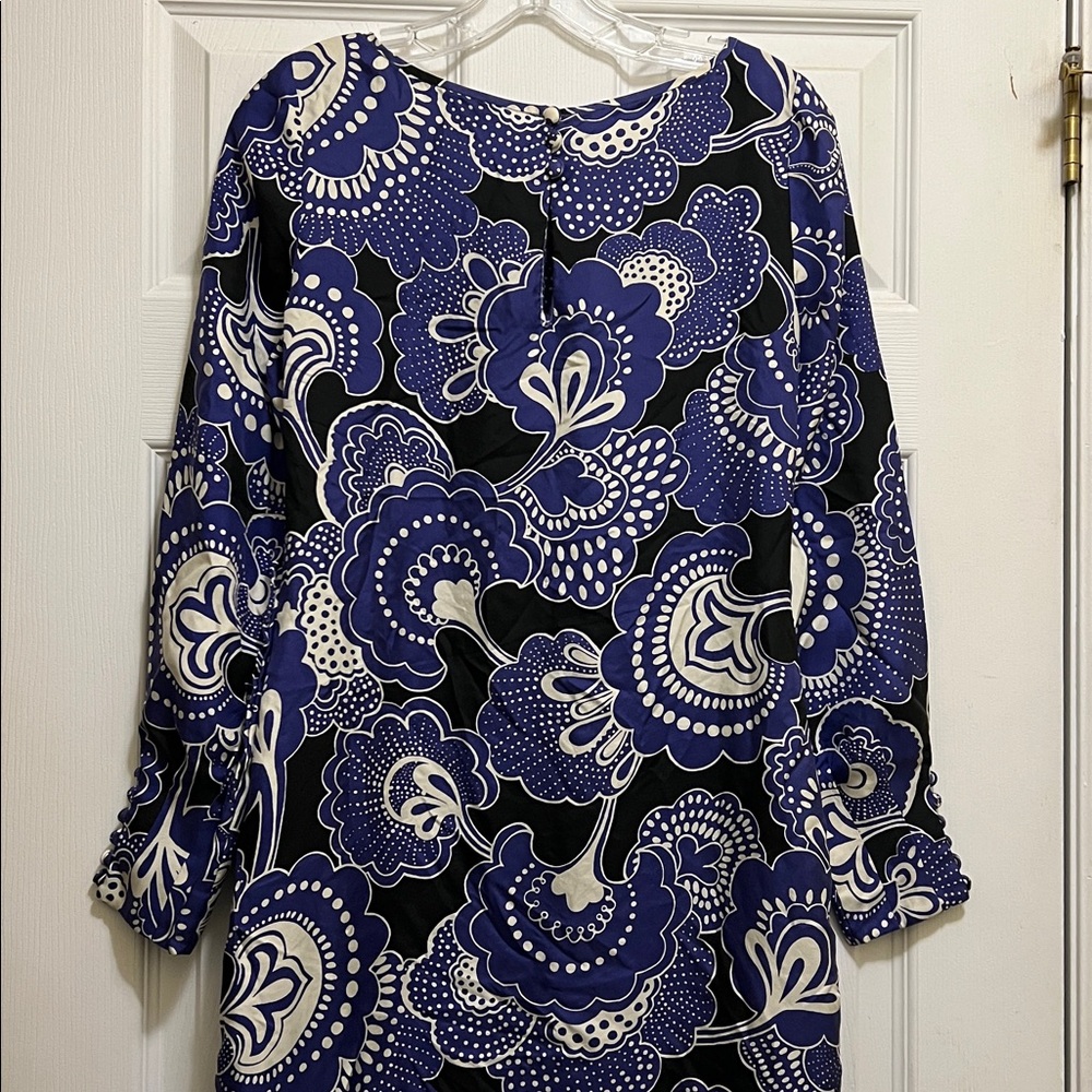 Silk Banana Republic Purple and White Patterned Dress - Picture 6 of 7